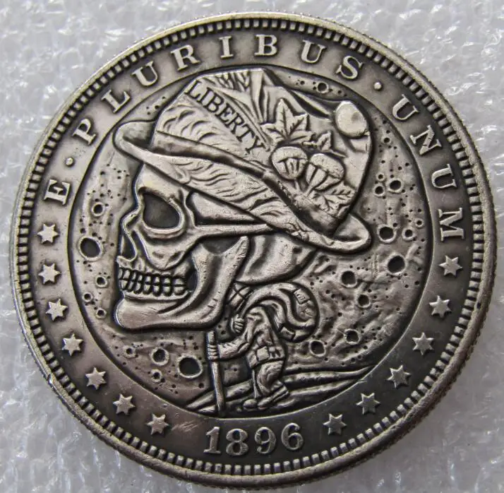 сувенирные древние монеты. счастливая монета. монета с гравировкой черепа. китайская монета инь cattle. монета здоровья.