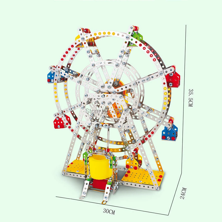 3D Сборка колесо обозрения строительные головоломки металлические модели наборы с металлическими балками и винтами огни и музыка строительство игровой набор