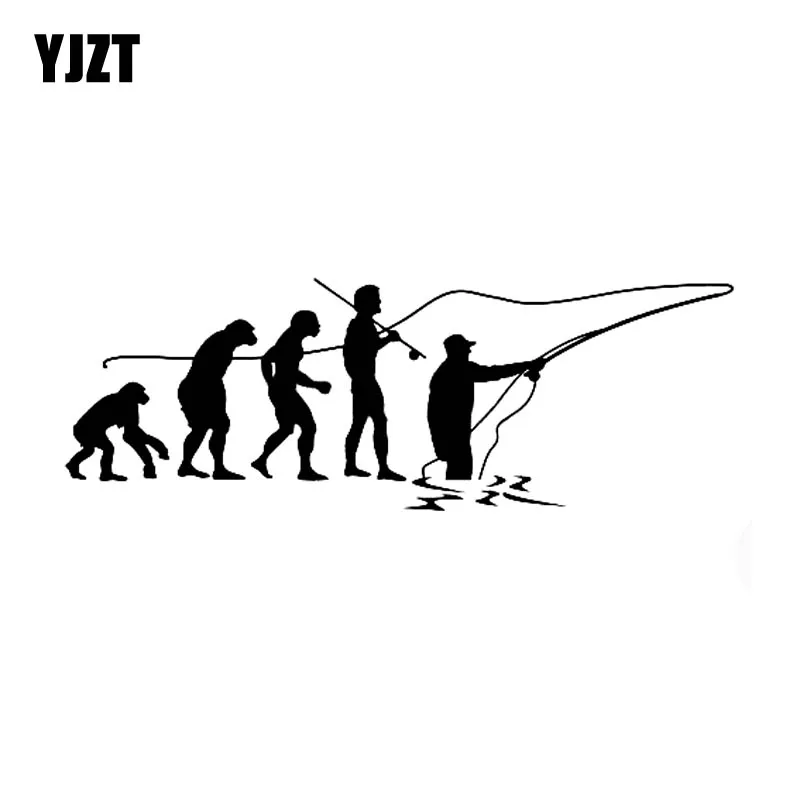 

YJZT 16.5cm*5.7cm Evolution OF FLY FISHING Fashion Vinyl High-quality Decor Decals Car Sticker Black Silver C11-0190