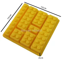 Силиконовая форма для льда, украшения торта, формы в форме блоков, 7 кирпичей, инструменты для мороженого, крема, ванны, силиконовая форма, форма для торта, цвет желтый