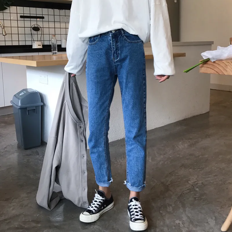 Spring Summer Denim Pants Women Casual High Waist Ankle-Length Pants Female Casual Straight Jeans Spring Summer Denim Pants Women Casual High Waist Ankle-Length Pants Female Casual Straight Jeans