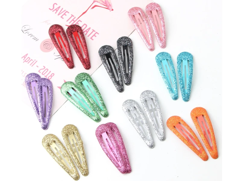 100pcs/lot Children Barrettes Bobby Pin Glitter Hair Clips Girls' Hair Accessories 48MM Hairpins Claw Clips For Women Wholesale