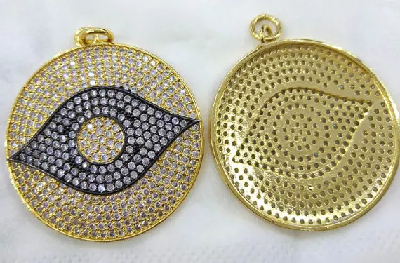 6 шт. 32 мм CZ Micro Pave Diamond Кубический Цирконий круглый зло серьги Исцеление Руки sharp шипы треугольник монета Подвески