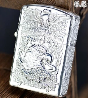 

handmade glz88 Zip insert s999 sterling silver five side eagle lighter