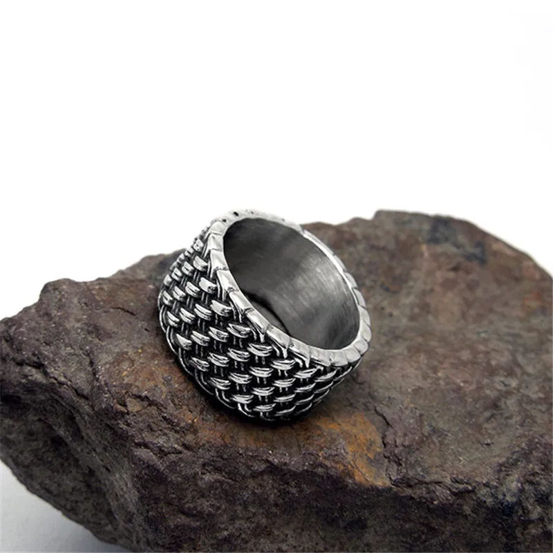 Stainless Steel Interwoven Rings Vintage Woven Nen’s Finger Rings