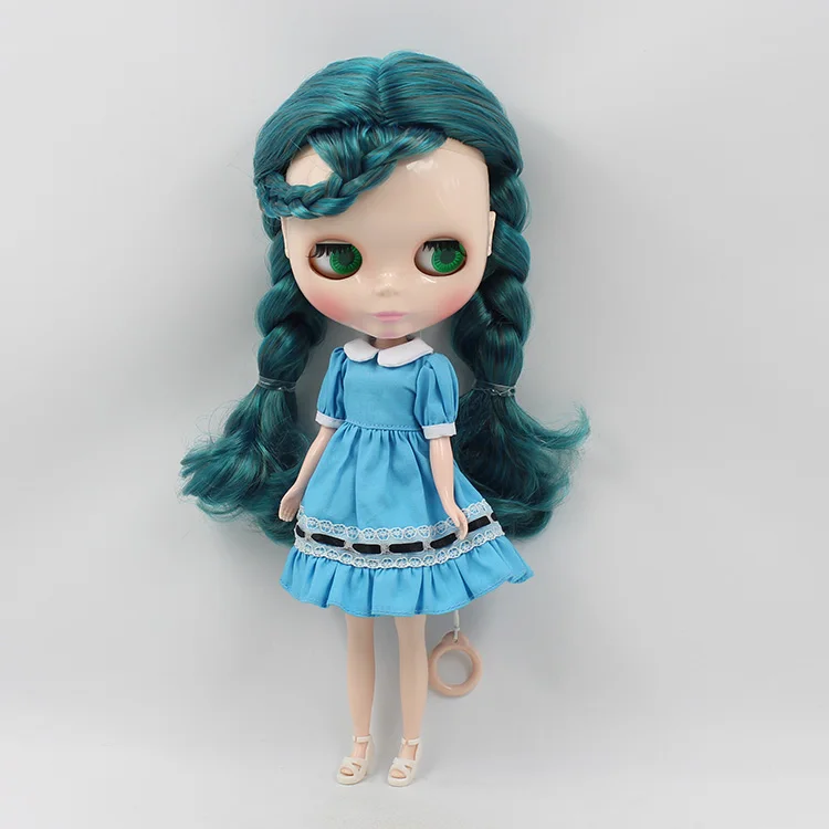 

Nude Blyth doll big eyes B female doll deep green bi-color hair girls love makep doll for face DIY toys