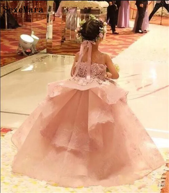 Новинка; пышная органза розового цвета; платья для девочек на свадьбу с вырезом лодочкой; платье на день рождения для маленьких девочек; Пышное вечернее платье; размер на заказ
