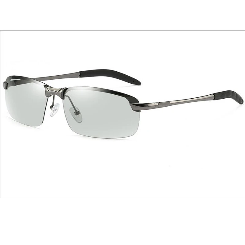 Меняющие цвет прямоугольные солнцезащитные очки для мужчин Поляризованные линзы Модные мужские очки для вождения личности половина рамки автомобиля вождения очки