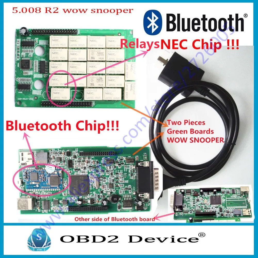 Двойной зеленый PCB WOW SNOOPER CDP TCS автомобильный диагностический для L-et для Citroen инструмент V5.00.8 WoW Snooper сканер Бесплатная доставка