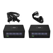 6-в-1 Для нескольких телефонов QC 3,0 зарядная станция 5 Порты usb и Беспроводной быстро Зарядное устройство для samsung(например, iPhone, iPad, для мобильных телефонов и планшетов