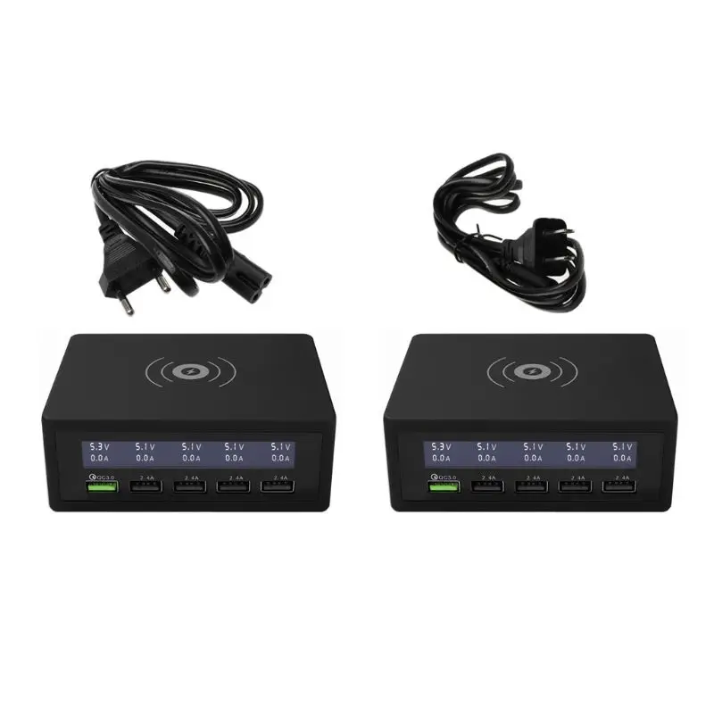 6-في-1 متعددة الهاتف QC 3.0 شحن محطة 5 منافذ USB و شاحن لاسلكي سريع ل سامسونج فون باد المحمول هاتف لوحي 6-في-1 متعددة الهاتف QC 3.0 شحن محطة 5 منافذ USB و شاحن لاسلكي سريع ل سامسونج فون باد المحمول هاتف لوحي