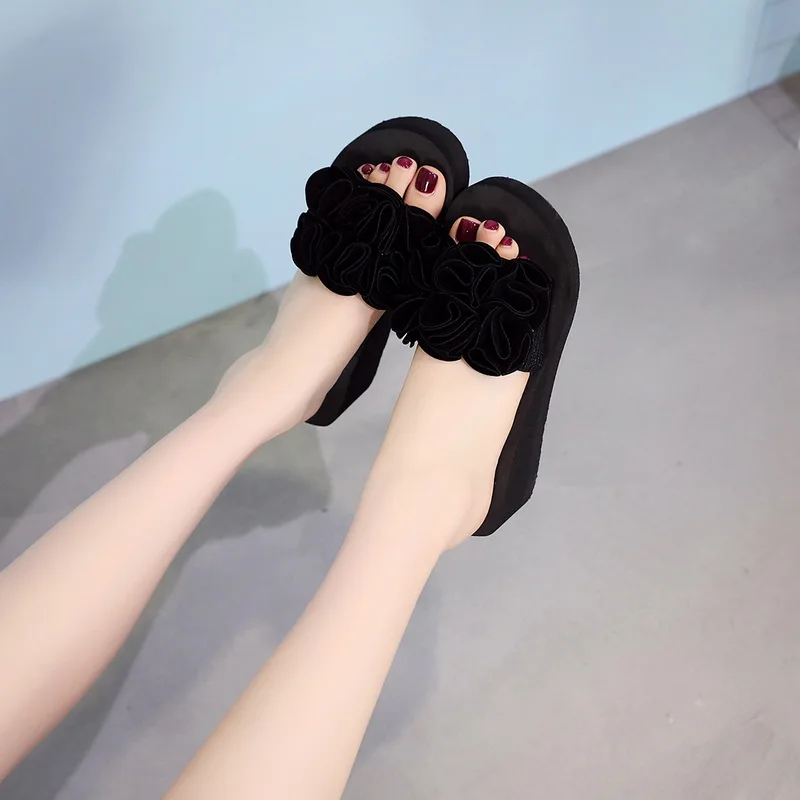 

Female Summer Fashion Beach Floral Design Casual Slippers Woman Toe -Slip Wedges Comfortable Flip Flops