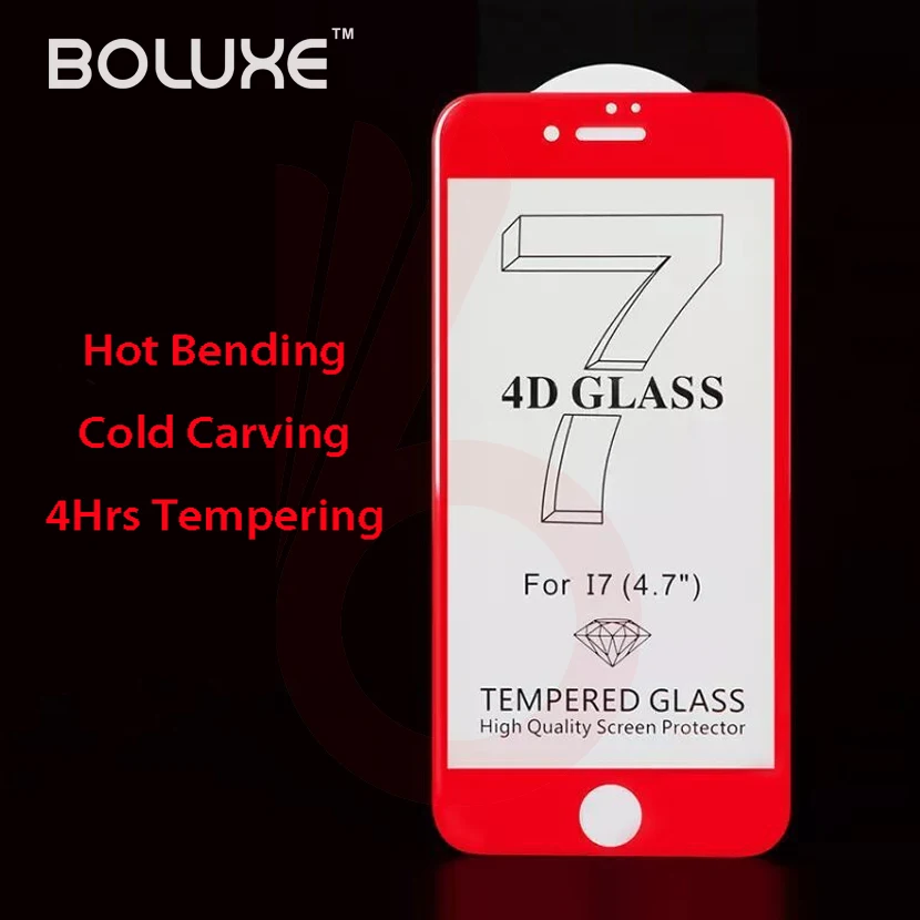 

BOLUXE 4D Hot Bending Tempered Glass Screen Protector glass for iPhone 7 7Plus6 6 6plus glass protective film 10pcs/Lot