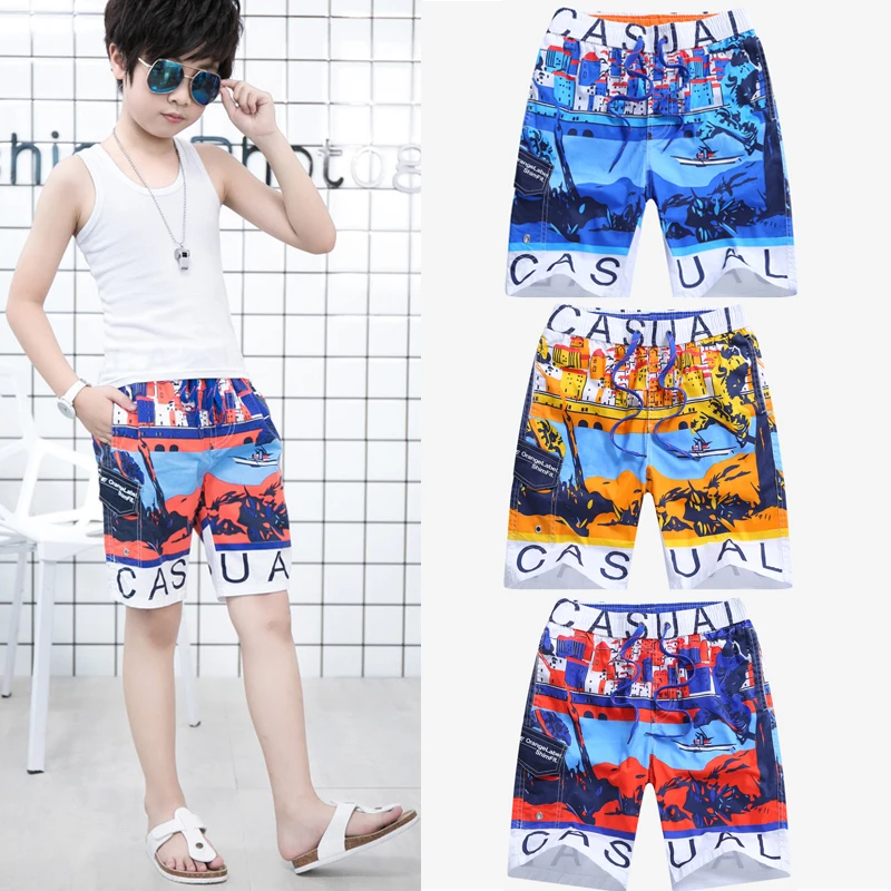

Boys Beach Shorts Sports Children Board Shorts Summer 2018 Kids Surf Swimwear 7-15Years Cotton Beach Pants Child Swimming Trunks