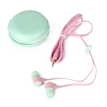 100g Pink+ Green 3.55mm ABS 1.2M Line Lenght In-Ear Earphone With Cute Colorful Storage Box For Young People
