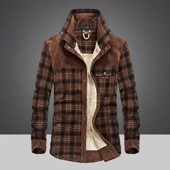 Winter Snow Warm Men Shirts Thick lined Plaid Plus Size 4XL Brand AFS ZDJP 100% Cotton 2018 New Windbreaker Casual Male Blouses Winter Snow Warm Men Shirts Thick lined Plaid Plus Size 4XL Brand AFS ZDJP 100% Cotton 2018 New Windbreaker Casual Male Blouses