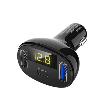 차량용 듀얼 USB 담배 라이터, C타입 QC 3.0 충전기, 5V LED 디스플레이 어댑터 분배기, 자동 충전 소켓, 전자 액세서리