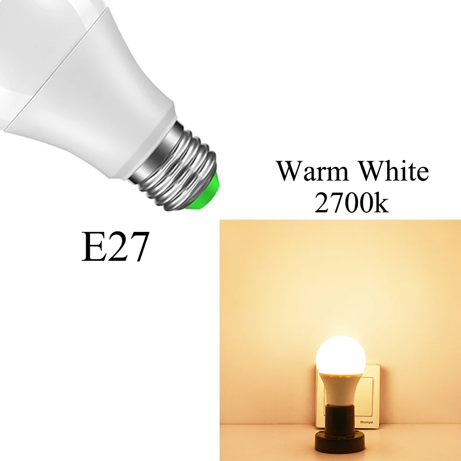 E27 Warm White Светодиодный датчик движения PIR лампа E27 B22 12 Вт 18 Вт автоматический Вкл/Выкл светодиодный светильник чувствительный детектор движения человеческого тела Ампульный датчик - Испускаемый цвет: E27 Warm White