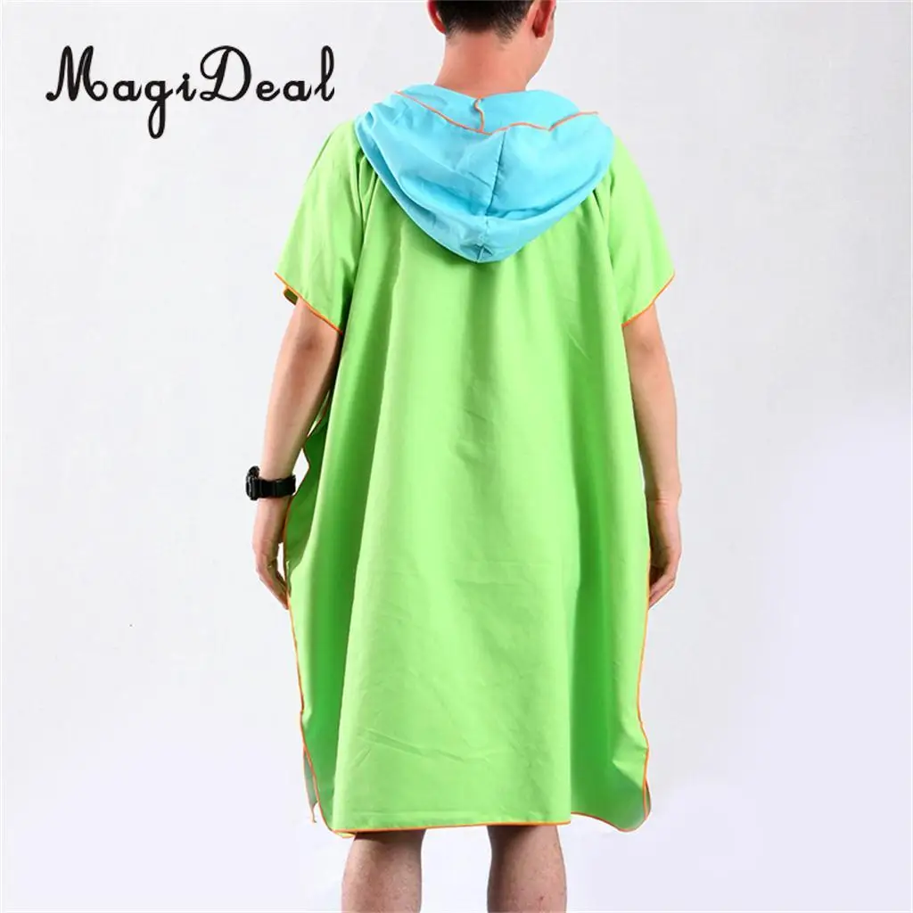 MagiDeal Surf Beach Wetsuit Changing Towel Poncho Robe & Hood, Pocket, Mesh Bag for Surfer, Swimmer, Diver - One Size Fits All