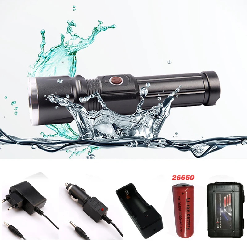 

X900 10000 Lumens -L2 LED Tactical Flashlight Waterproof Torch Zoomable Flash Light Lamp Lanterna for 18650/26650 Battery