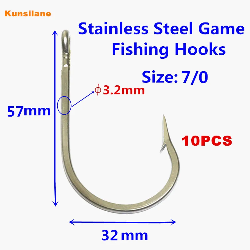 10pcs 7691S Size 7/0 Stainless Steel Fishing Hooks Sharpened Southern Tuna  Ocean Tackle - AliExpress