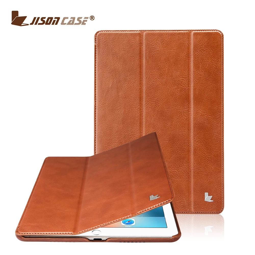 Jisoncase para el iPad Pro 9,7 Flip caso PU cuero de lujo llano Funda