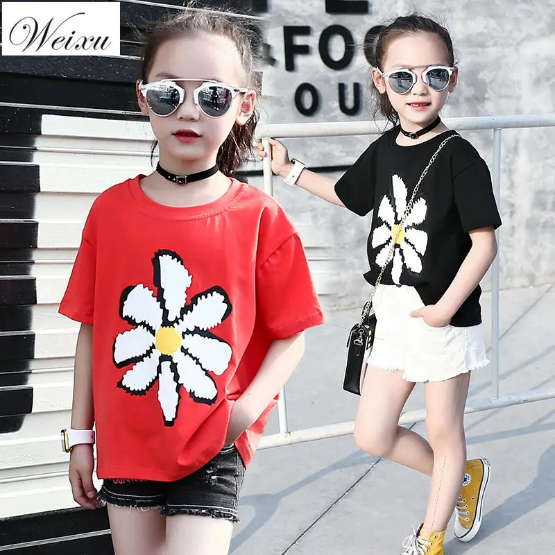 Fashion Toddler Baby Girls Floral Short Sleeve T-Shirt Top Summer Shirts Clothes