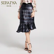 Темперамент талии сексуальные бедра полосатые юбки шлейф с блёстками юбка талия культивировать мораль