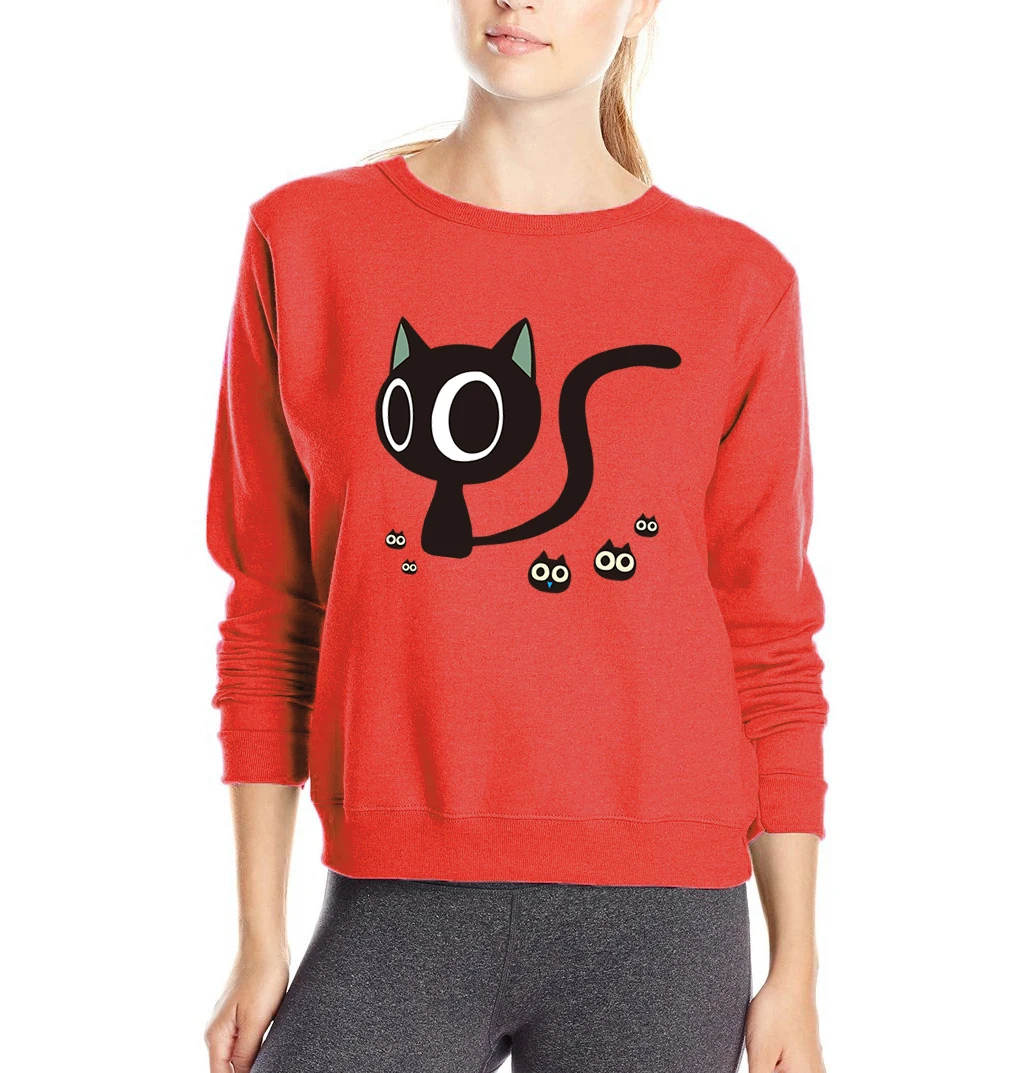 Black Cat Hoodies Women 2019 Hot Autumn Winter Chinese Style Kawaii