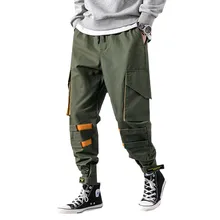 2019 Spring New Mens Joggers Pants Velcro Design Casual Harem Pants Male Cotton Side-pocket Solid Streetwear Sweatpants