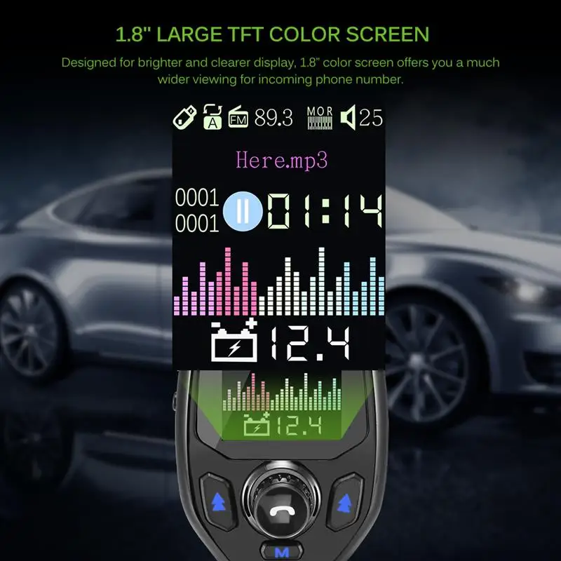 Onever fm-передатчик 2 USB порт aux порт Bluetooth комплект автомобильного зарядного устройства fm-плеер 1,8 дюймов цветной экран модулятор переходник для автомобиля
