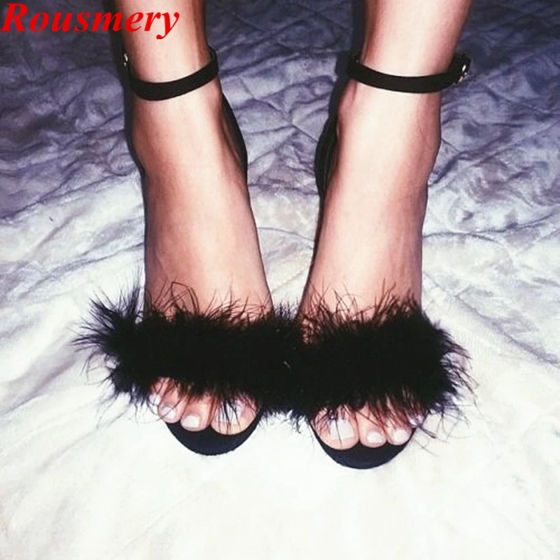 faux fur heels black
