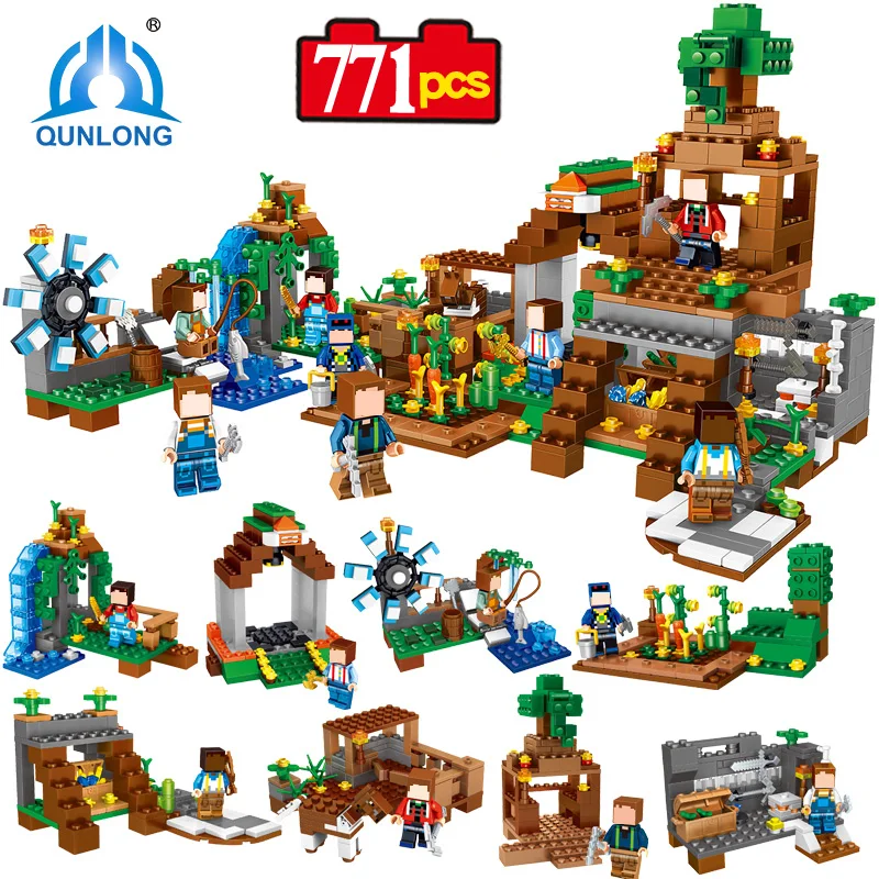 Qunlong Toy Minecrafted Figures Building Blocks 8 in 1 My World Estate House Bricks For Kid