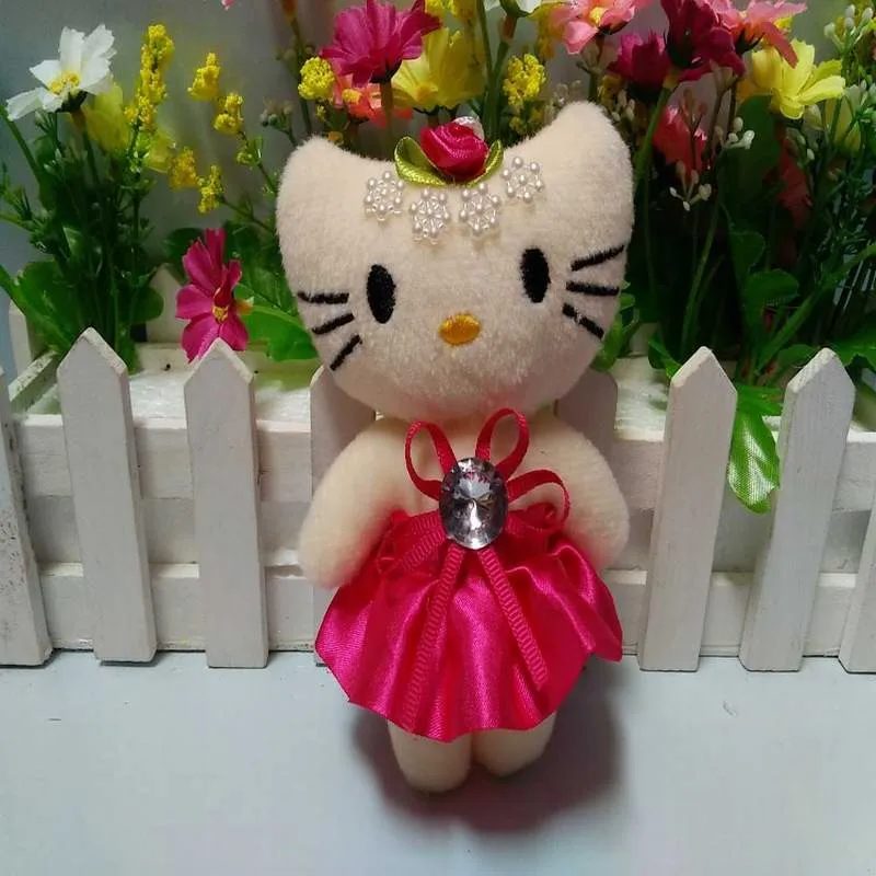 12cm plush kitty with dress diamond for gift (4)