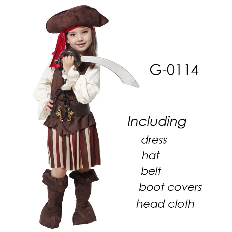 Umorden/карнавальный костюм на Хэллоуин для девочек; Детские костюмы пирата; Fantasia Infantil; одежда для костюмированной вечеринки - Цвет: G-0114
