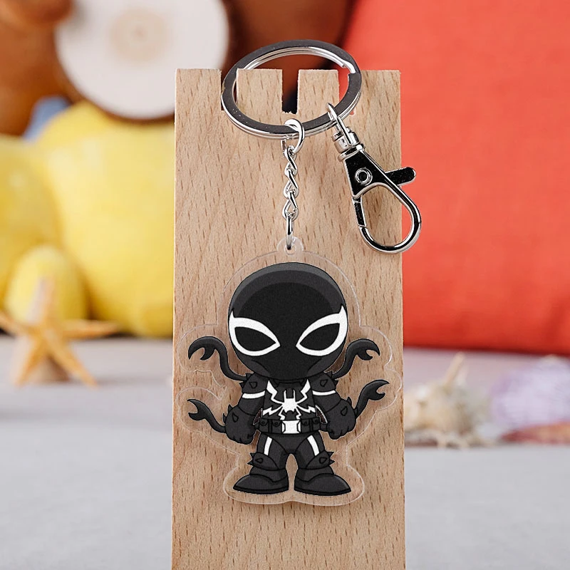 

JIAMEN Venom Spider Keychain Cute Transparent The Avengers Key Chain Pendant Anime Accessories Cartoon Key Ring