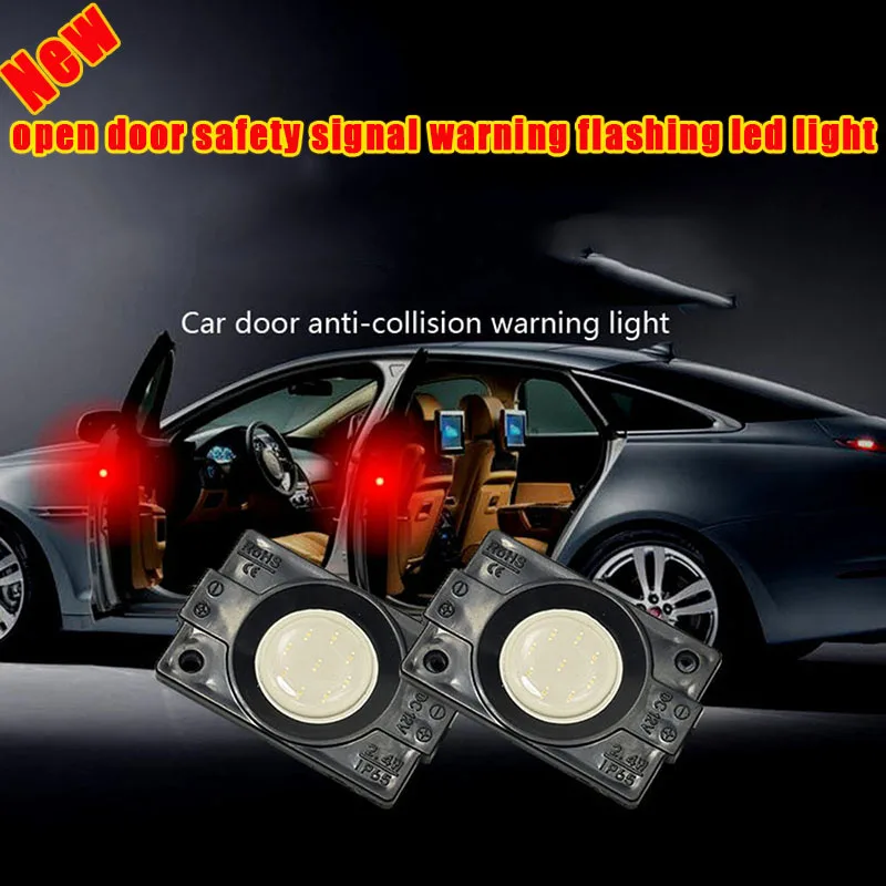 

WTS 4pcs car cob light string open door safety signal warning flashing led lamp waterproof safe warning bulb white red yellow