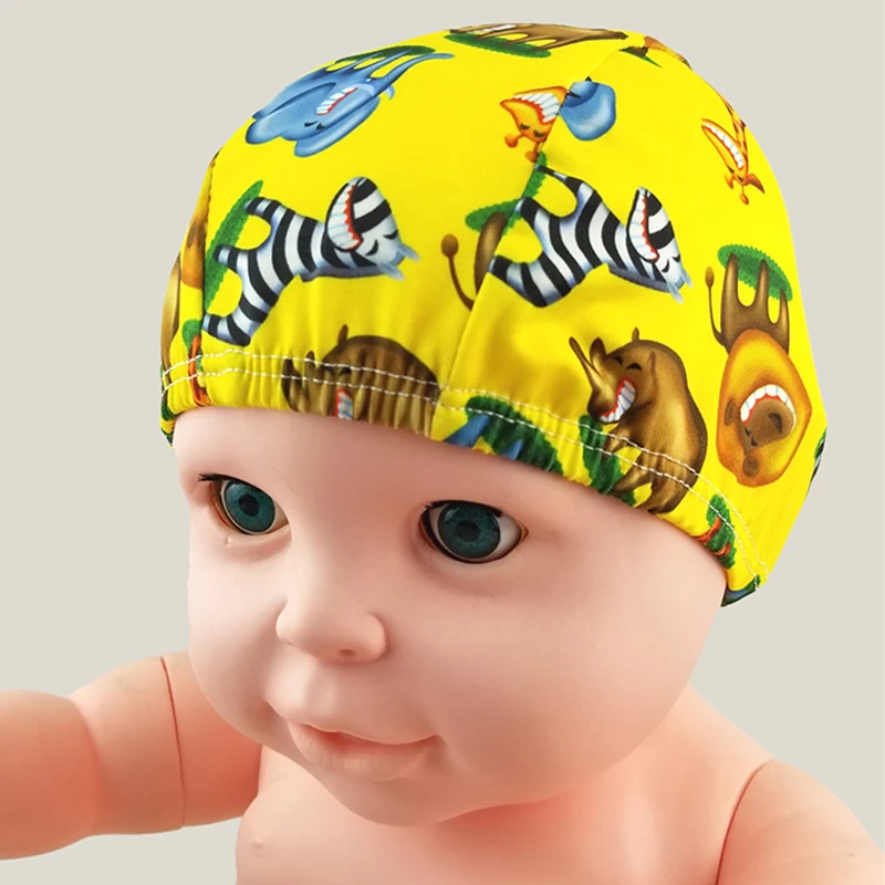 2pcs Baby Newborn Swimming Caps 0-6Y Children Boys Girls Cartoon Printed Waterproof Hair Wash Hat