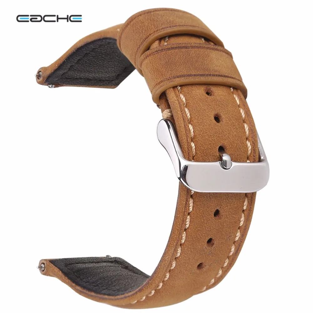 EACHE Handmade Matte Vintage Soft Genuine Leather Watchband Watch Strap With Quick Release Spring Bar 20mm