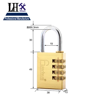 

LHX 2016 new top fasion 384 brass 38mm width 4 group code padlock used for gym bag gift or boxes door