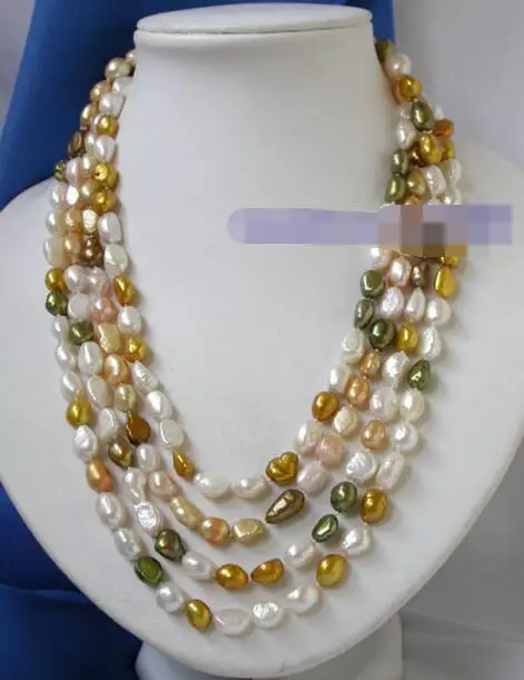 

3921 white pink coffee baroque pearls necklace