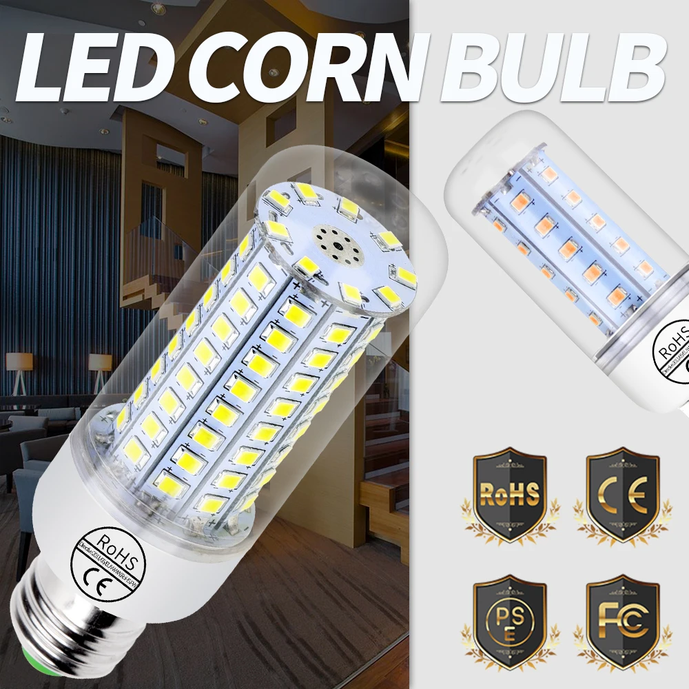 

E14 LED Lamp 220V Bombilla LED E27 Bulb 3W 5W 7W 9W 12W 15W 20W Corn Light Bulbs For Home 2835 SMD Lampada LED Chandelier Light