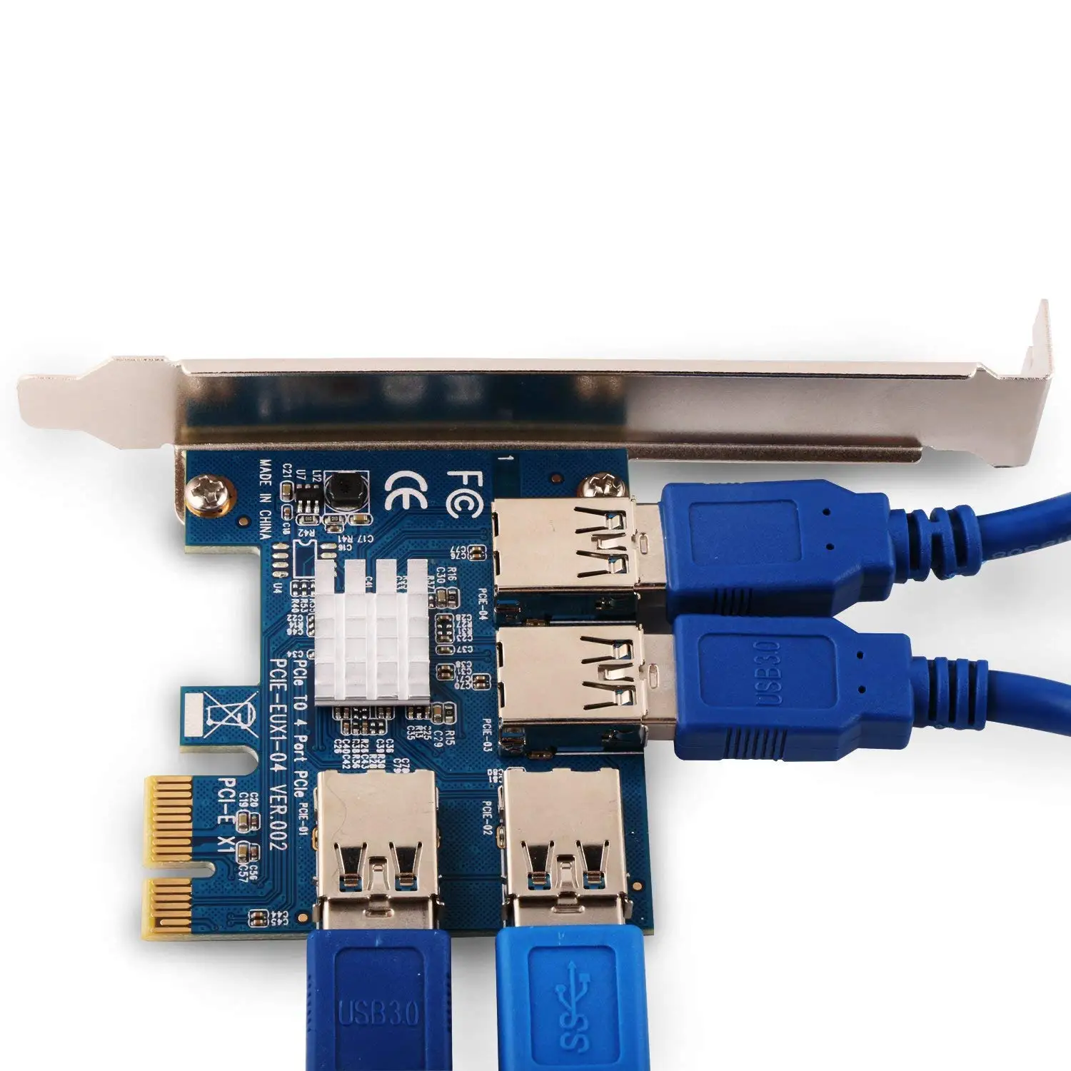 

4 in 1 PCI-E Riser Adapter Board + 6 PIN 16x to 1x Powered Riser Adapter Card with 60cm USB 3.0 Extension Cable & 6-Pin PCI-E