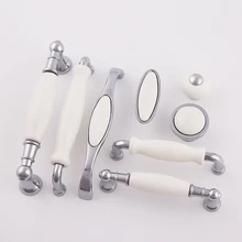 Luxury 10PCS European Rural Ceramic Kitchen Door Furniture Handle Cupboard Drawer Wardrobe Wine Cabinet Pulls Handles and Knobs 1pcs european style rural ceramic drawer cabinet cupboard door knob furniture handle for kids children s room