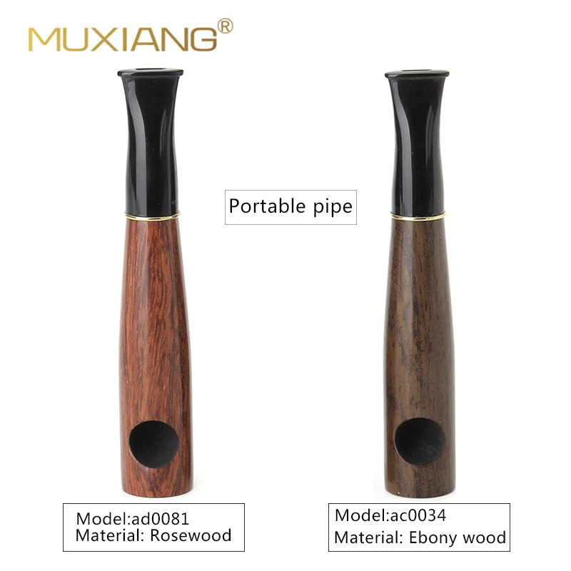 MUXIANG Straight Stem Tobacco Pipe Ebony Wooden Smoking Pipe with 10 Accessories