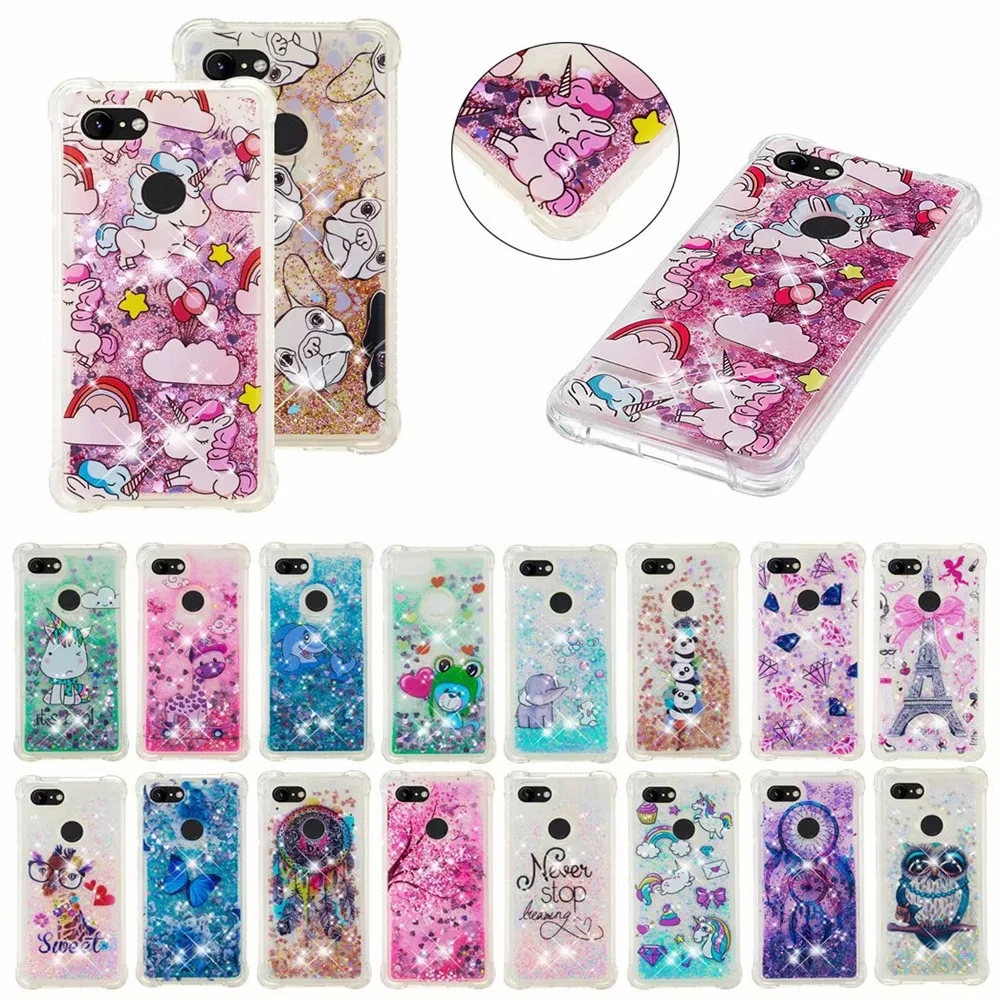 

Glitter Sequin Liquid Quicksand Case For Google Pixel 3 XL / Google Pixel 3 Soft TPU Silicone Cover Skin Funda Coque