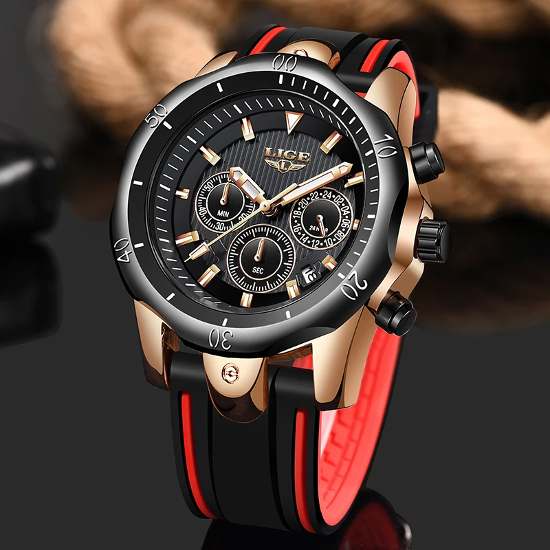 

2019 New Mens Watches LIGE Top Luxury Brand Fashion Sport Watch Men Military Waterproof Chronograph Clock Relogio Masculino+Box
