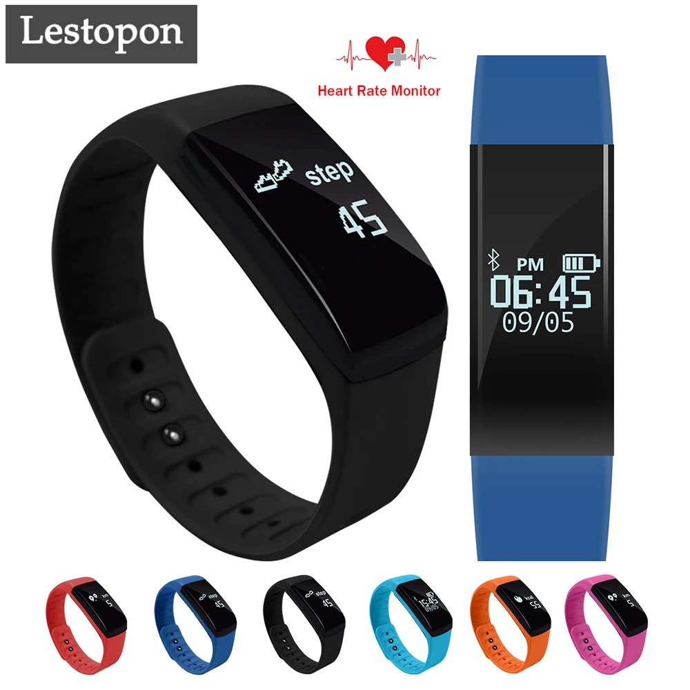 Lestopon Smart Bracelet Band Bluetooth 4 0 Heart Rate Monitor Fitness Tracker Waterproof Cicret Bracelet Smart