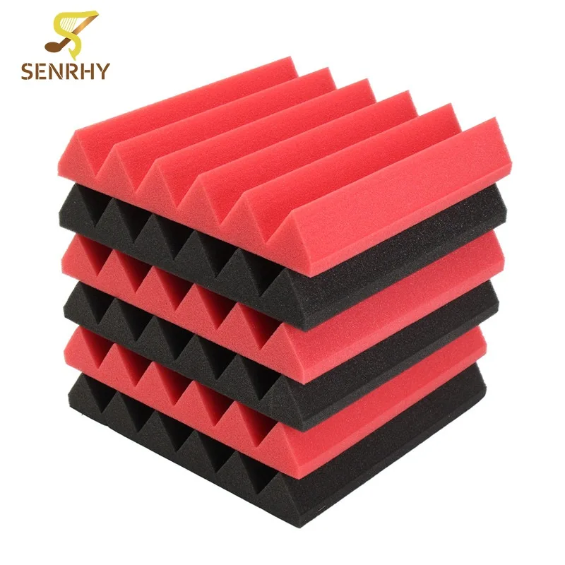 

6Pcs 30x30x5cm Wedge Sound Insulation Studio Foam Red/Black Studio Polyester Fiber Foam Musical Instruments Parts & Accessories