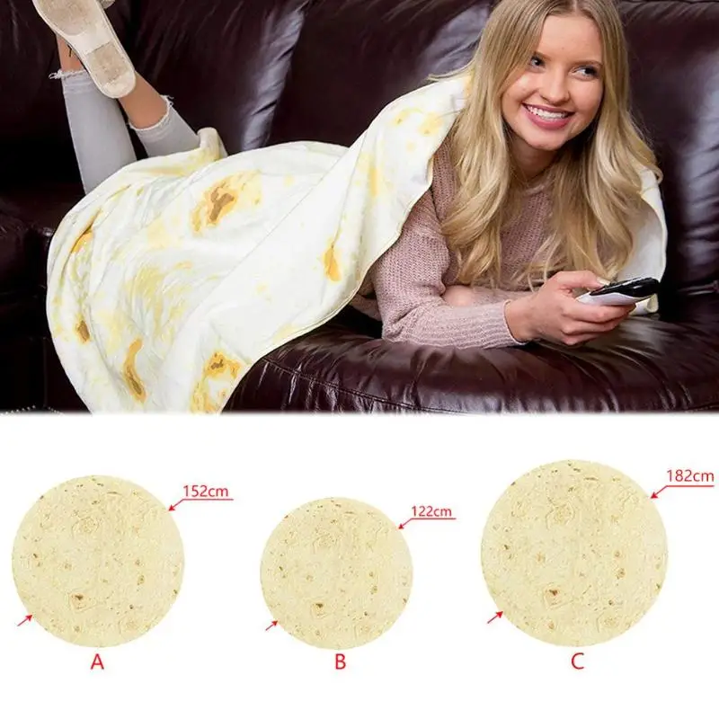 

Tortilla Soft Fleece Throw Blanket Soft Printing Harina Burrito Blanket Round Shape Funny Home textile